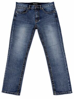 True Luck Faded Wash Straight Jeans Stretch Denim 30x30